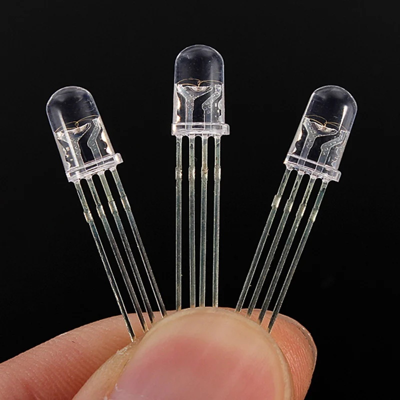RGB LED Diodes 5mm Common Cathode 4 Pin Tri Color Emitting Diodes Transparent LED Light Bulb Lamp DIY Lighting