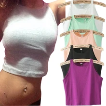 6 Colors 2015 New Women Tight Crop Top Skinny O-Neck T-Shirt Belly Sports Dance Tops Woman’s Cropped Top Short Vest Tank Tops