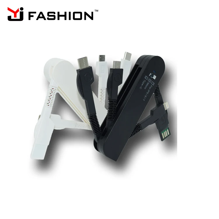 Yijiashishang 2019 New USB-C Type C swiss Army Knife Usb Charger 3 in 1 with logo Customized for iPhone and Micro Usb