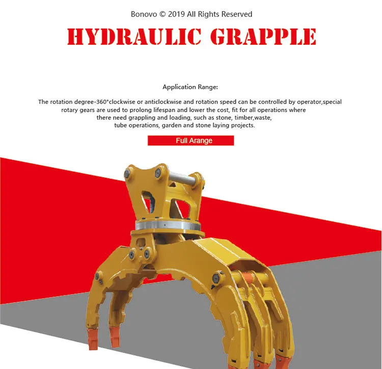 Factory Excavator Hydraulic 360 Degree Rotating Grapple Wooden Grapple Log Grapple Stone Grapple