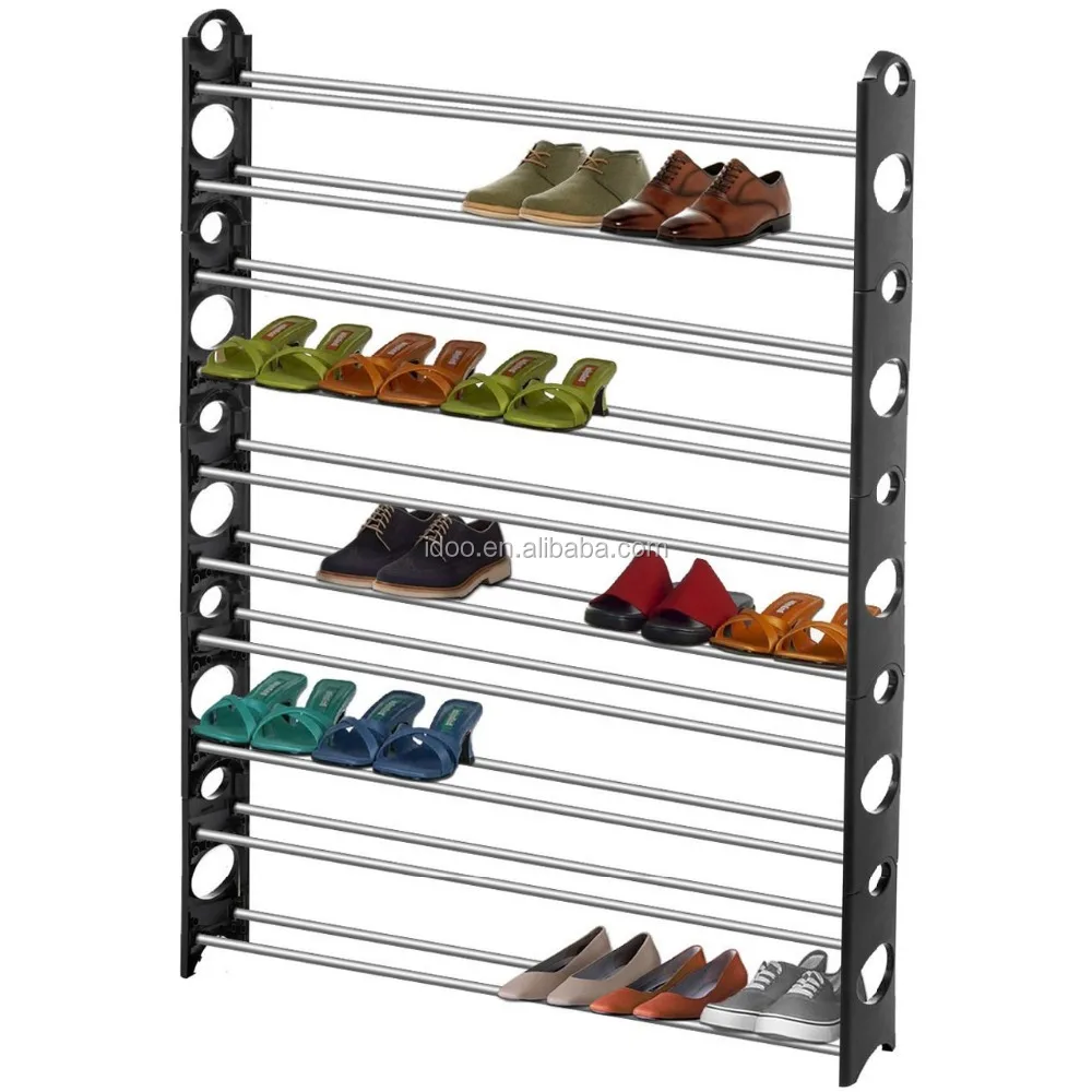 Custom Oem Storage Holders 10 Layer 50 Pairs Home Portable Plastic Shoe