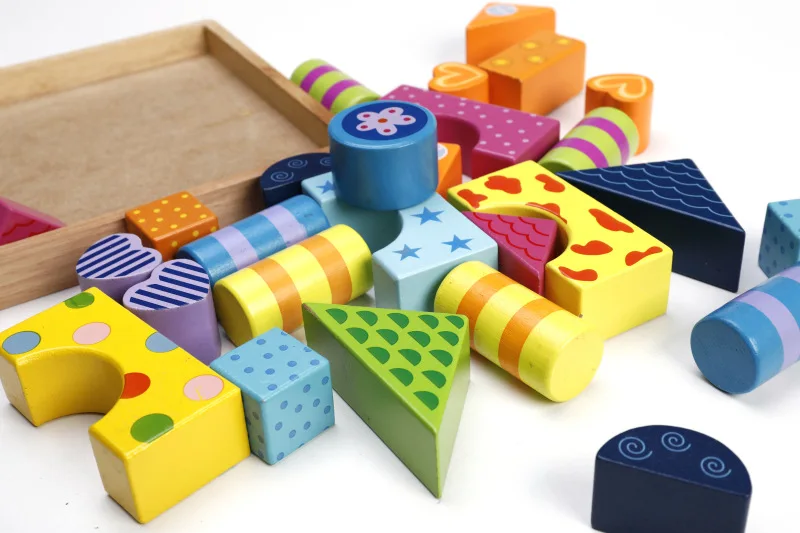 Оптовая продажа, деревянные игрушки Монтессори, строительные блоки, цвет можно кусать, детские развивающие деревянные блоки, игрушки для детей WBC14