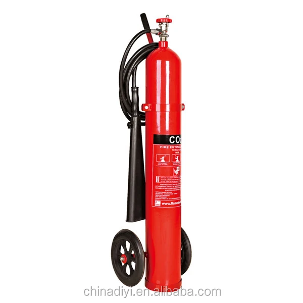 Co2 Fire Extinguisher with ISO9001 Wheeled Cart Fire Extinguisher Type Double Trolley Co2 Brass 46KG MT10 Fire Extinguisher