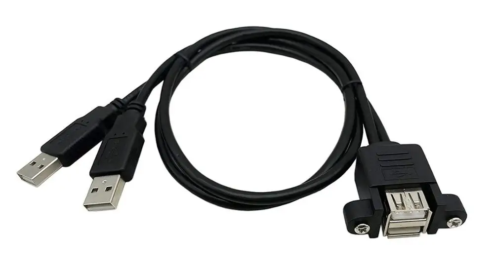 90 Degree Left Angled Micro USB 5pin Male to USB B Female Panel Mount Type Cable With Screws 20cm