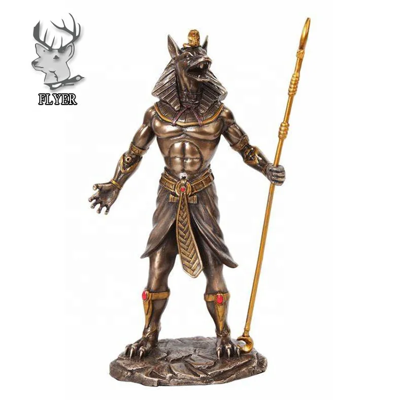 Home Decor Life Size Egyptian Anubis Holding Staff God of Aferlife & Dead Inpu Statue