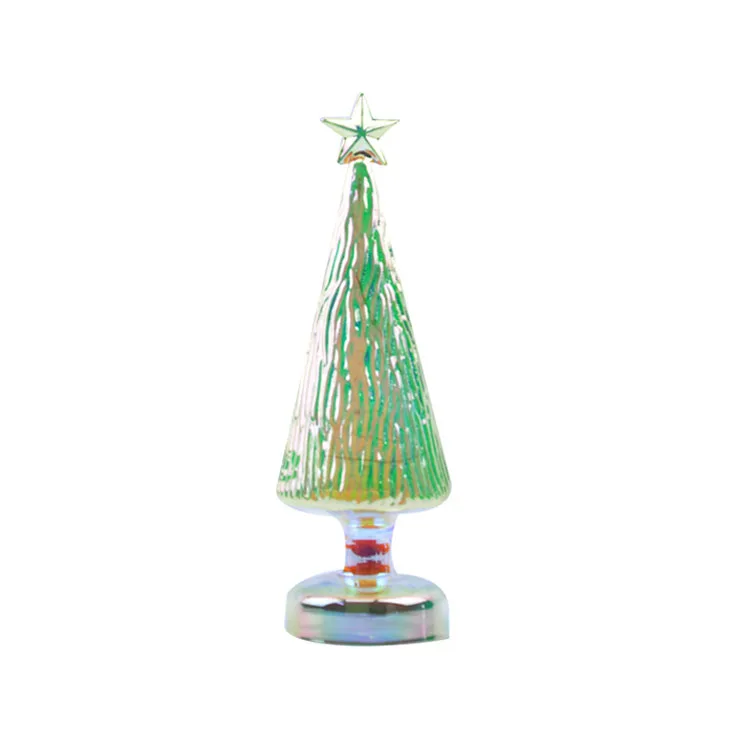 hot sale home decoration mini tree mini tree with LED glass christmas tree ornaments supplier