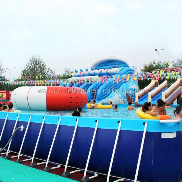 Горячая продажа металлическая рамка плавательный бассейн с прямоугольным металлическим каркасный бассейн ПВХ брезент с ткань стенты для бассейна