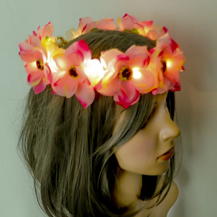 
Аксессуары для волос, лидер продаж 2019, аксессуары для свадебной вечеринки, светящиеся короны цветов для девочек, светодиодная гирлянда, Цветочная повязка на голову 