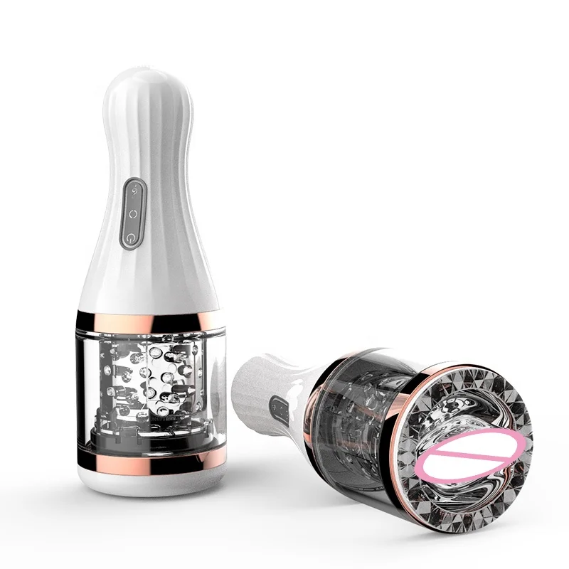 7 Speed 360 Degree Rotation Voice Male Masturbator Crystal Silicone Wet Pussy