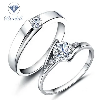 Rich Jewellery Brand Silver Plain Couple Rings Wedding Rings with zirconia For Couple