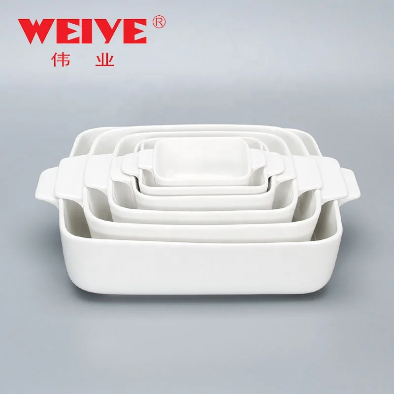 Porcelain cookware 4.75/6.75/6/8.5/10.5/12 inch square ceramic baking pan with binaural&A24187