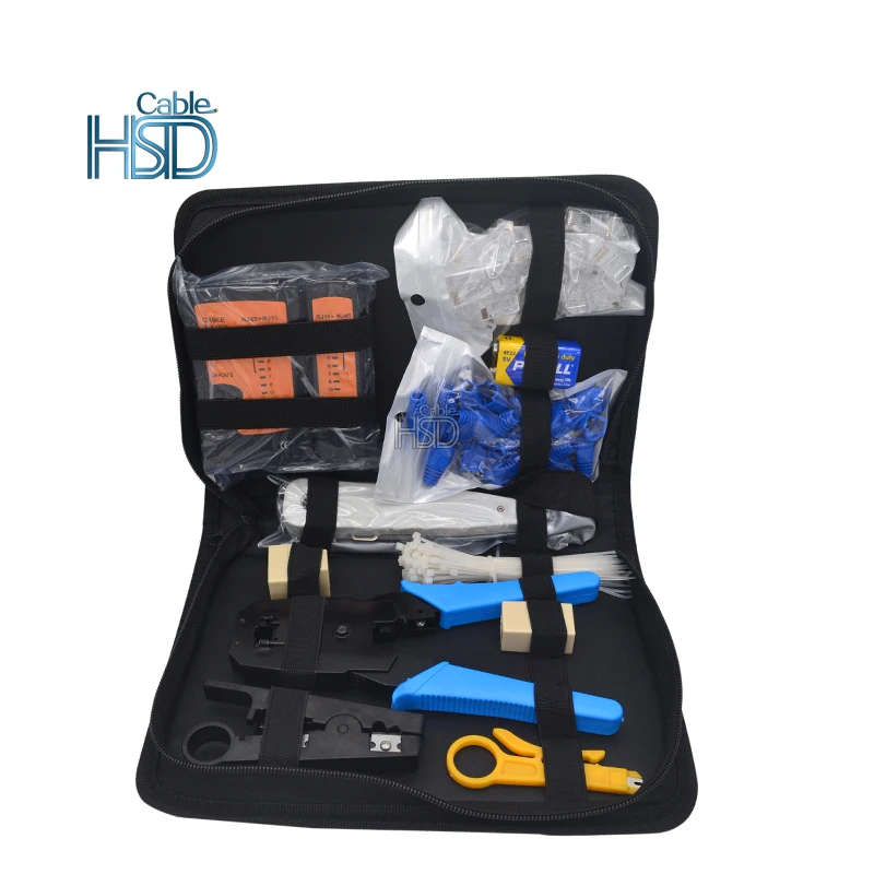 Best Price Professional Hand Tools Set Basic Network Cable Engineer Tester Kit Administrator Box Crimping Tool 10 1 Kits Bag