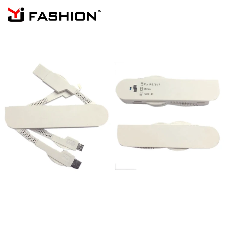 Yijiashishang 2019 New USB-C Type C swiss Army Knife Usb Charger 3 in 1 with logo Customized for iPhone and Micro Usb
