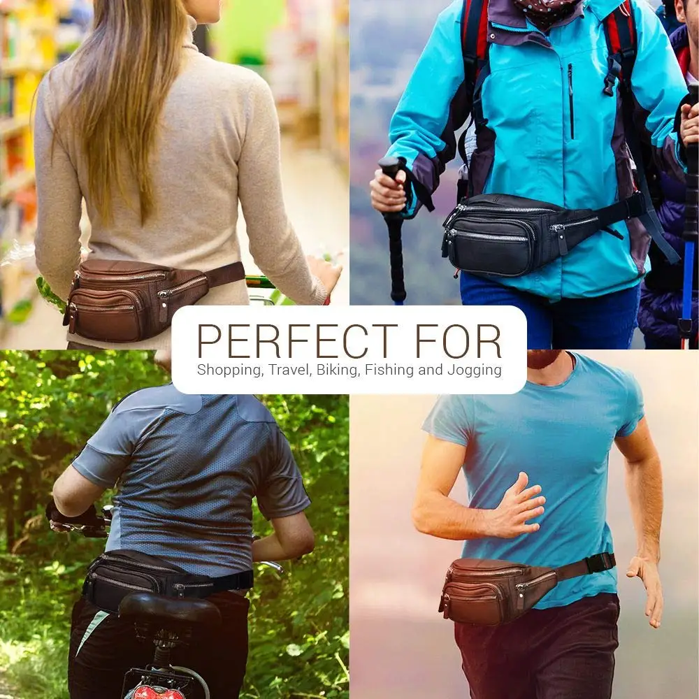 Leather Money Belt Hip Bum Bag - Tactical Waist Bag