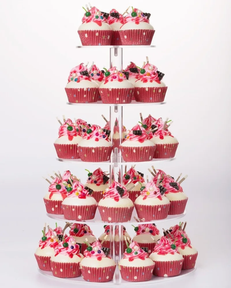 Présentoir à Cupcakes 4 Niveaux QWORK® - Support Gâteau Acrylique Tour Ronde Pour Mariage Anniversaire Fête