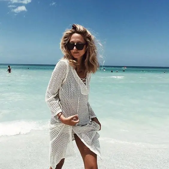 Beach Cover Up Mesh Swimwear Crochet 