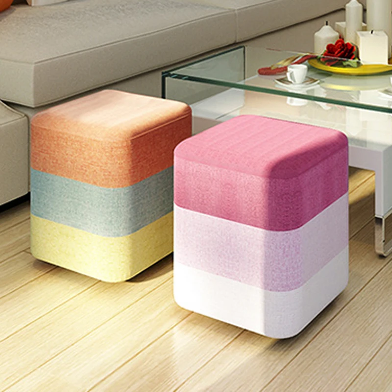 Лидер продаж, ножная табуретка из натуральной льняной ткани для гостиной