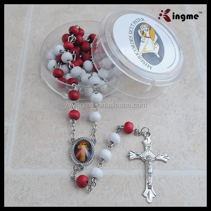 Jubilee Year of Mercy Rosary Catholic Necklace Pope Francis Rosary with Rose Scented Wood Beads