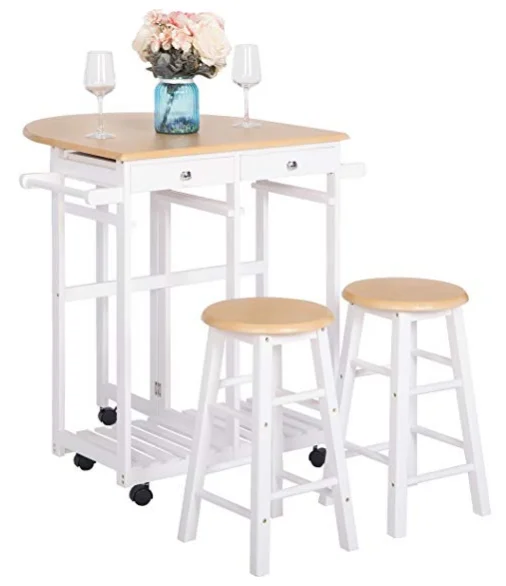 Набор из 3-х предметов для обеденного стола деревянная тележка на колесиках складной стол с листьями обеденный завтрака бара набор 2-х табуретов