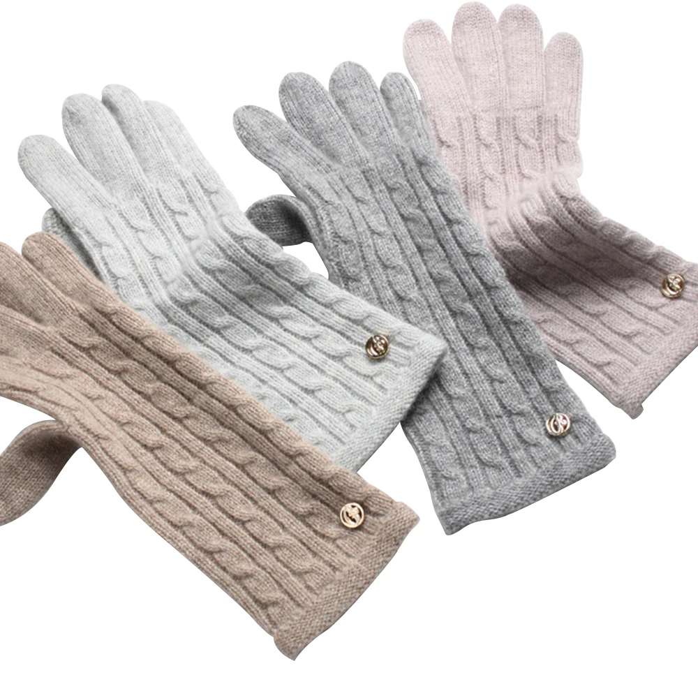 
 Вязаные теплые длинные шерстяные перчатки из чистого кашемира для сенсорных экранов  