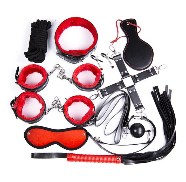 sacknove sex toys adulte jeu 10pcs kit de retenue sangle menottes les yeux  fouet col couples érotiques bondage ensemble pour les couples