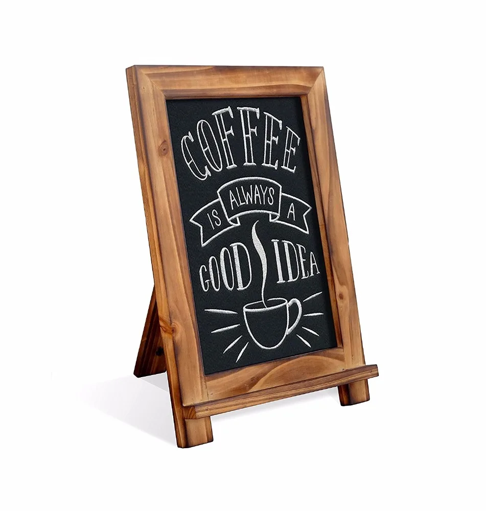 Tabletop Chalkboard Rustic Wood Simple Desktop Board for Bar Kitchen Hotel 
