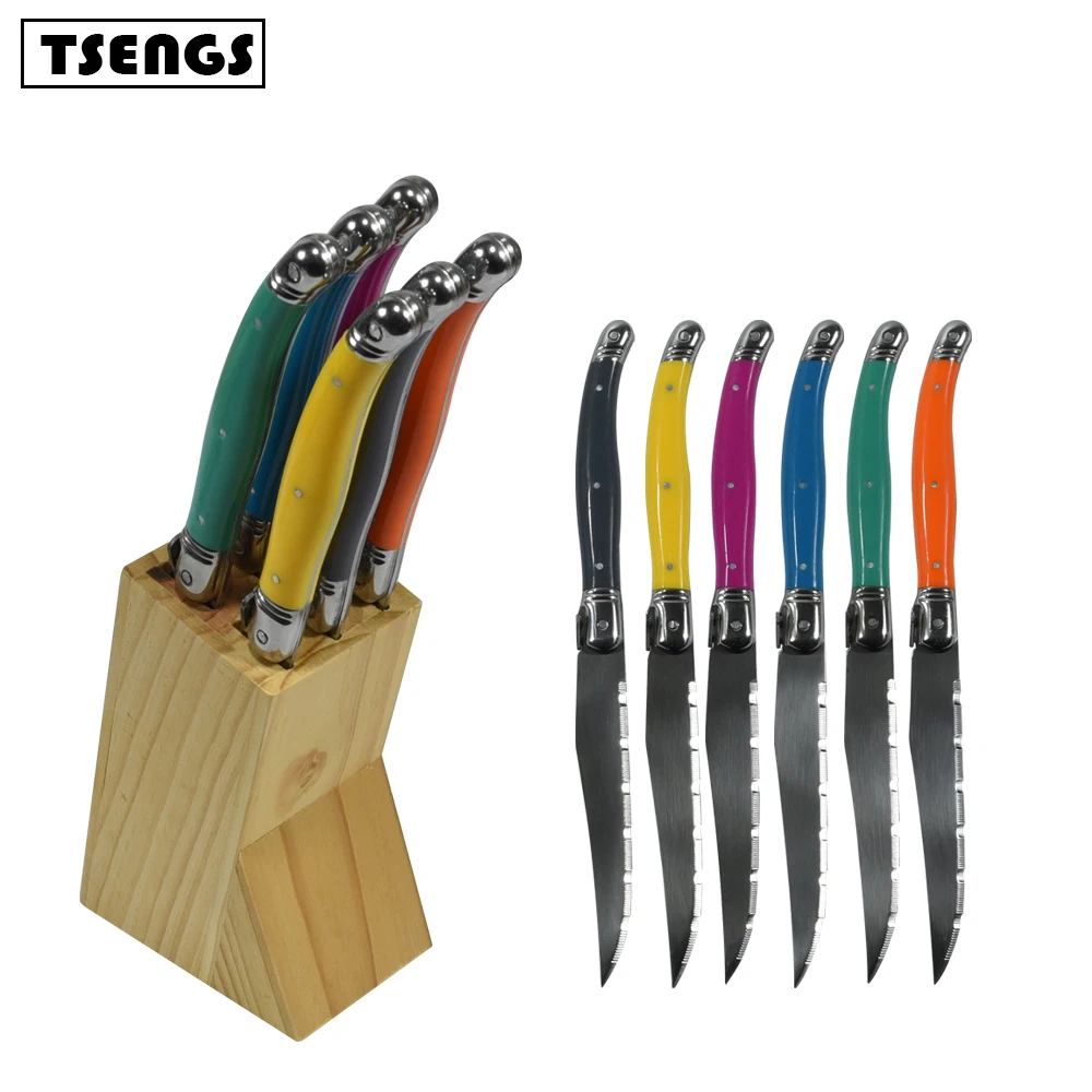 Flying Colors Laguiole Style Steak Knife Set, Stainless Steel, Colorful  Handles - China Laguiole Steak Knife and Serrated Blade Knife price