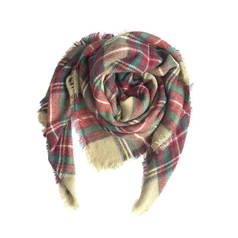 Квадратный шарф в клетку из кашемира 140 см