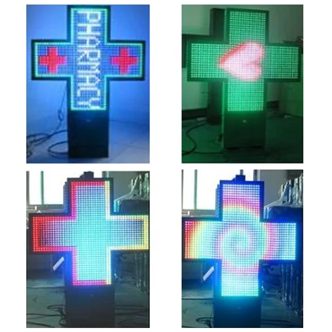 Electronic LED Cross Billboard/led Cross Symbol Sign for Pharmacy Store/full Color Led Street Cross Display Led Pharmacy Sign