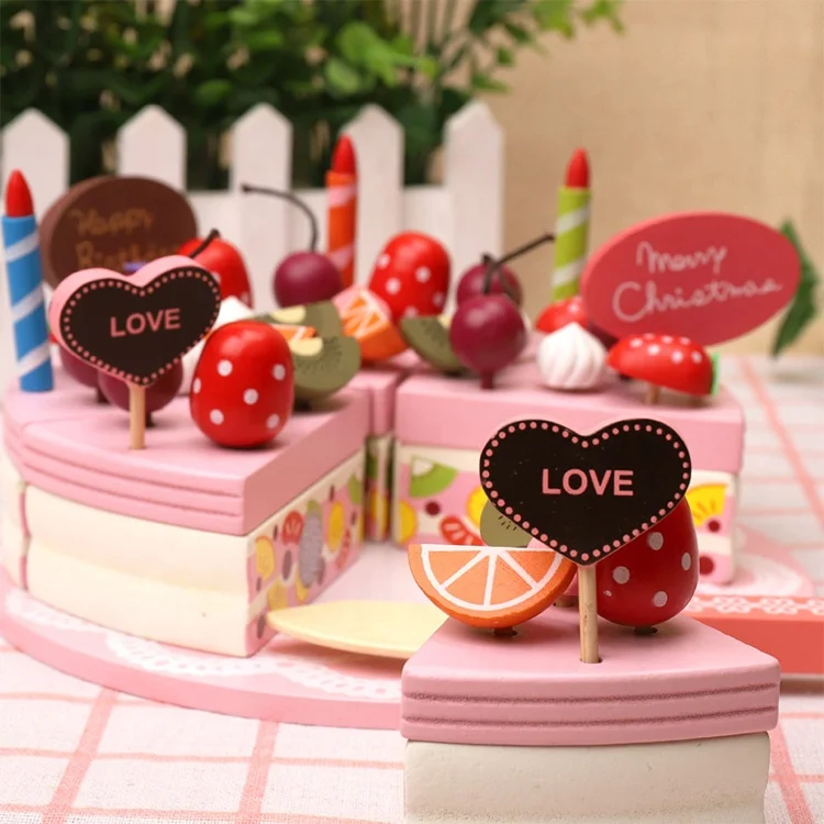 Jouet Gâteau D'anniversaire En Bois - 6 Parts + Bougies - Jeu D'imitation Cuisine Pour Enfants 2-6 Ans