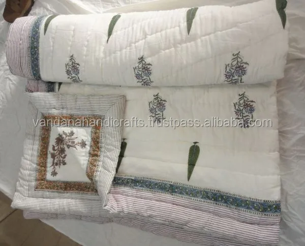 silkroude Elephant Hand Block Print Quilt Jaipuri Quilt Kantha Quilts Winter Jaipuri Rajai queen Size 