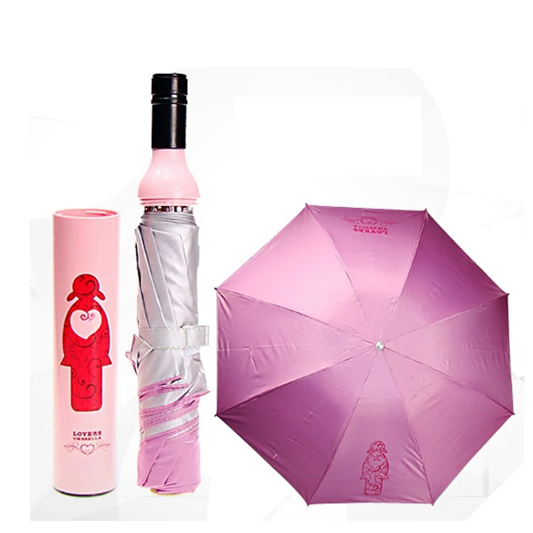 Silver Coated Fashion Shape Personalized Customized Gift Advertising Wine Bottle Umbrella