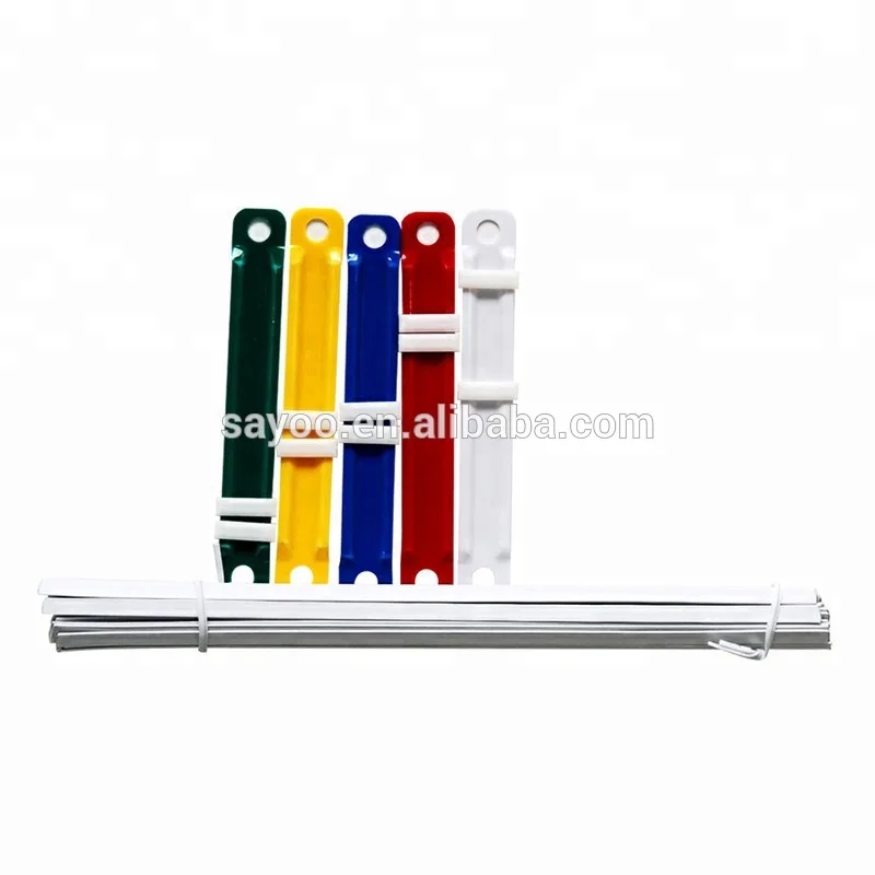 Office Stationery Supplies Colorful PVC Prong Binding Paper Clip Plastic Paper Fastener