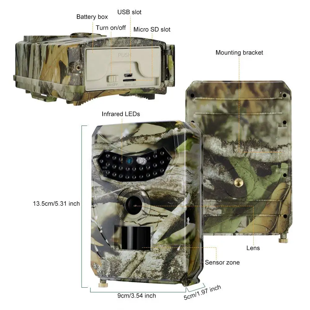 Outdoor PR100 1080P Night Vision 110 Degrees Photo Traps Hunting Camera 940nm Wild Trail Camera Nightshot for Animal Hunting