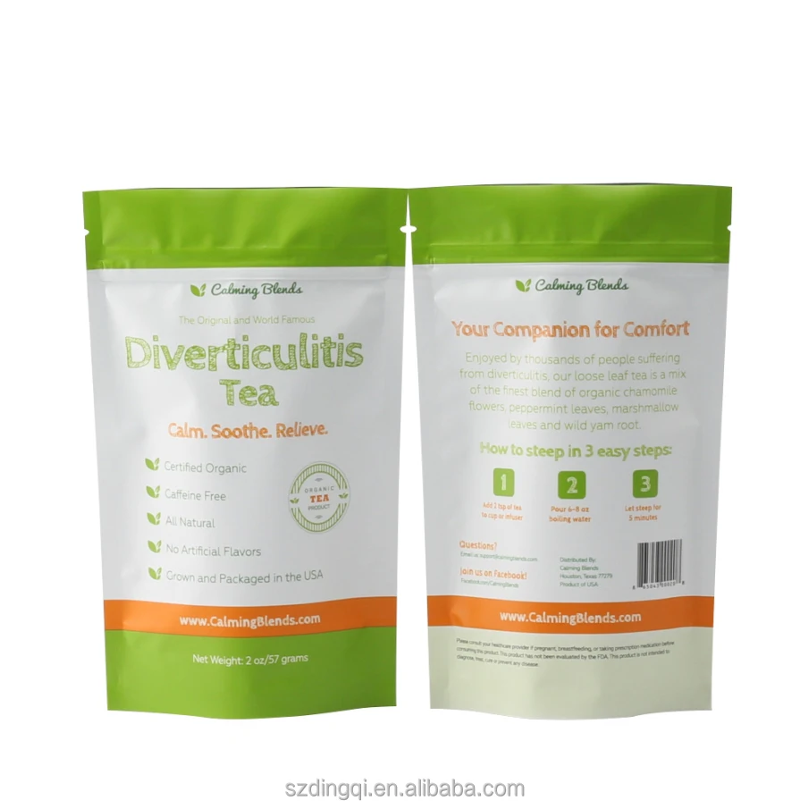 Food Grade Custom Printed Empty Tea Bag Suppliers in Sri Lanka With Zipper