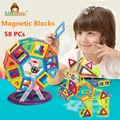 58PCS Regular Enlighten Bricks Educational Magnetic Designer Toy Square Triangle DIY Building Blocks Bricks Toys for