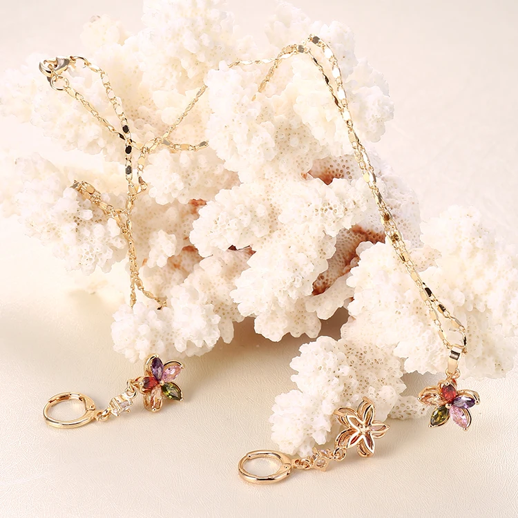 2018 New Fashion Jewelry Gold Plated Earring Necklace Set