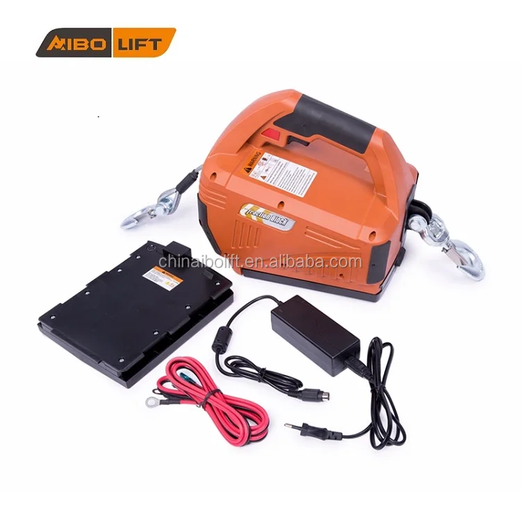 Hardware Handling Tool Wire Rope Winch 1000lbs 24v Rechargeable Battery Pack Electric Winch