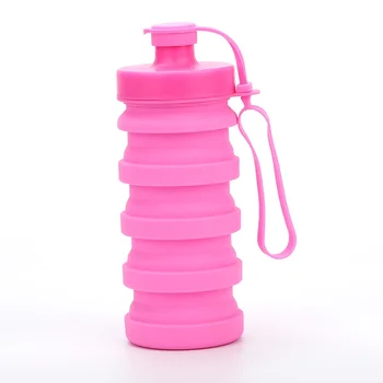 Silicone folding water bottle with silicone straw