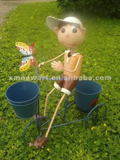 Metal   doll carrier With bike basket plant  as show