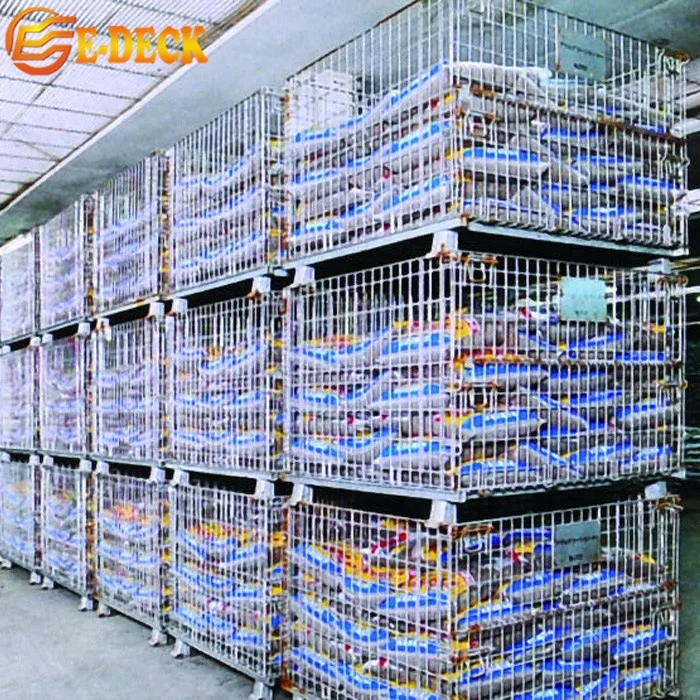 Wholesale Foldable Customized Custom  Warehouse Galvanized Steel Wire Mesh Spare Parts Storage Zinc Bin Container Basket Cage