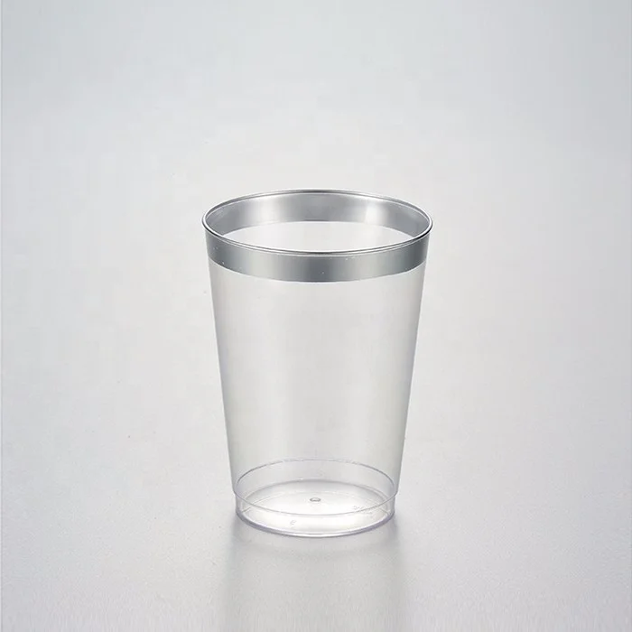 7 унций одноразовые вечерние чашки с серебряной отделкой