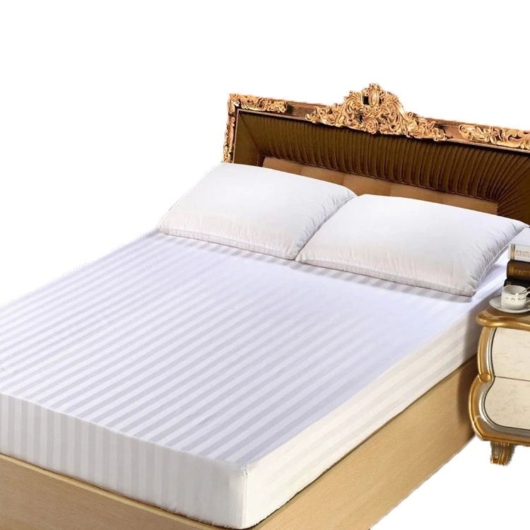 Белые Простые жаккардовые простыни в полоску из хлопка для отеля