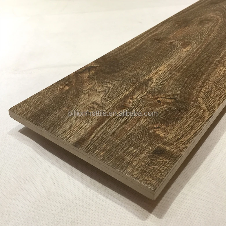 OEM 3d wooden grain texture ceramic wall tiles bedroom rustic brown