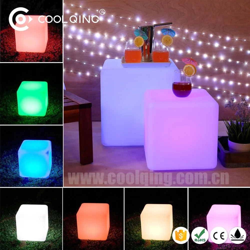 15cm/5.9-inch LED Glowing Cube Square Stool IP65 Outdoor Waterproof Cube Light LED Remote Controlled Cube
