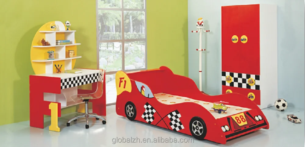 Baby Car Beds Wooden Kids Bedroom Set Car Bed With Wardrobe