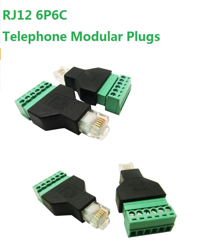 10 Connettori RJ12 6P6C A Crimpare Per Cavo Telefonico Piatto - Terminator 6 Fili