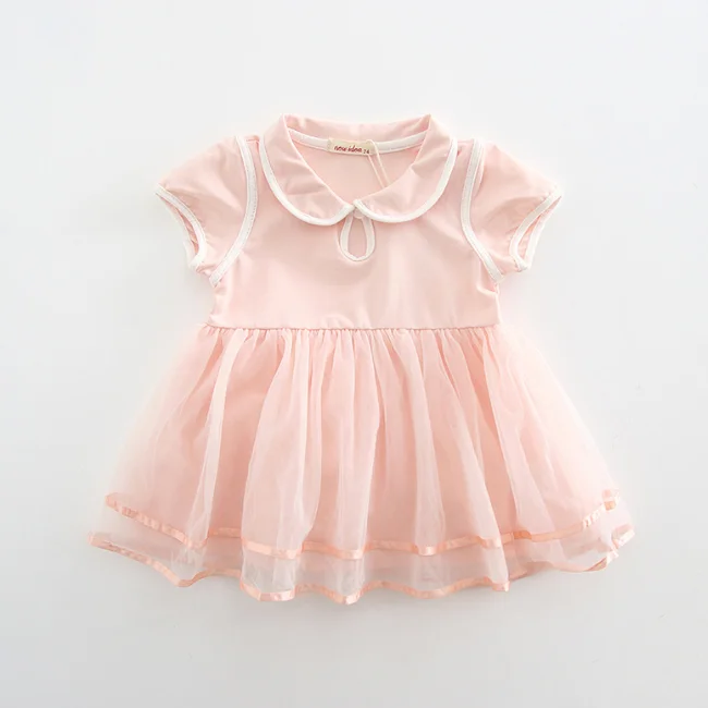 
PHB50411 платье с коротким рукавом для маленьких девочек с воротником Питер Пэн 