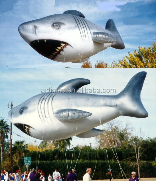 Requin Gonflable Argent, Noir, Rouge - 16" Long X 9" Haut - Neuf Sans Emballage