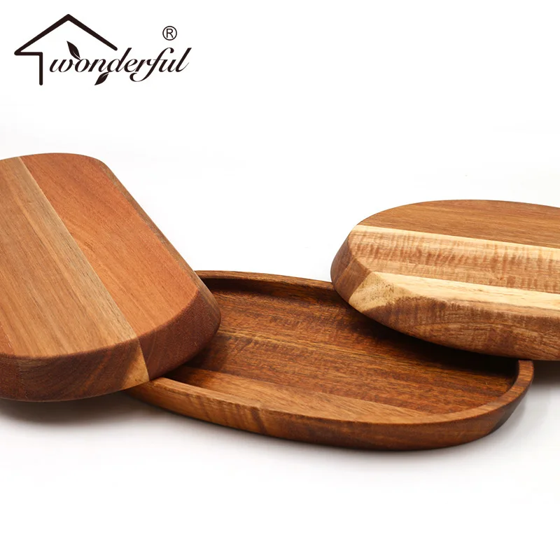 Rectangle Wood square Shape  Serving Wooden Food Plate Bread Wood Tray for Cake